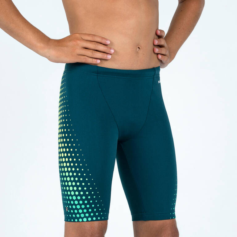 Boy's Swimming Jammer-Fitib-Green Yellow Mesh