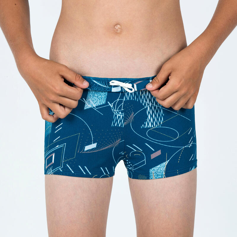 Calções de banho Natação Boxers Fitib Rapaz - bask azul cinzento