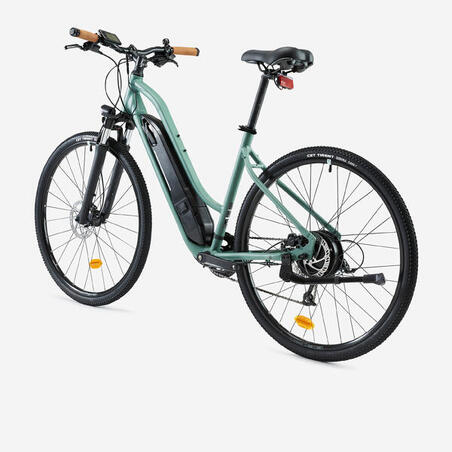 Zeleni električni treking bicikl s niskim ramom RIVERSIDE 520 E