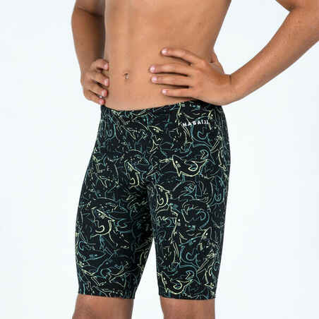 Boy's Swimming Jammer-Fitib shark Black Yellow