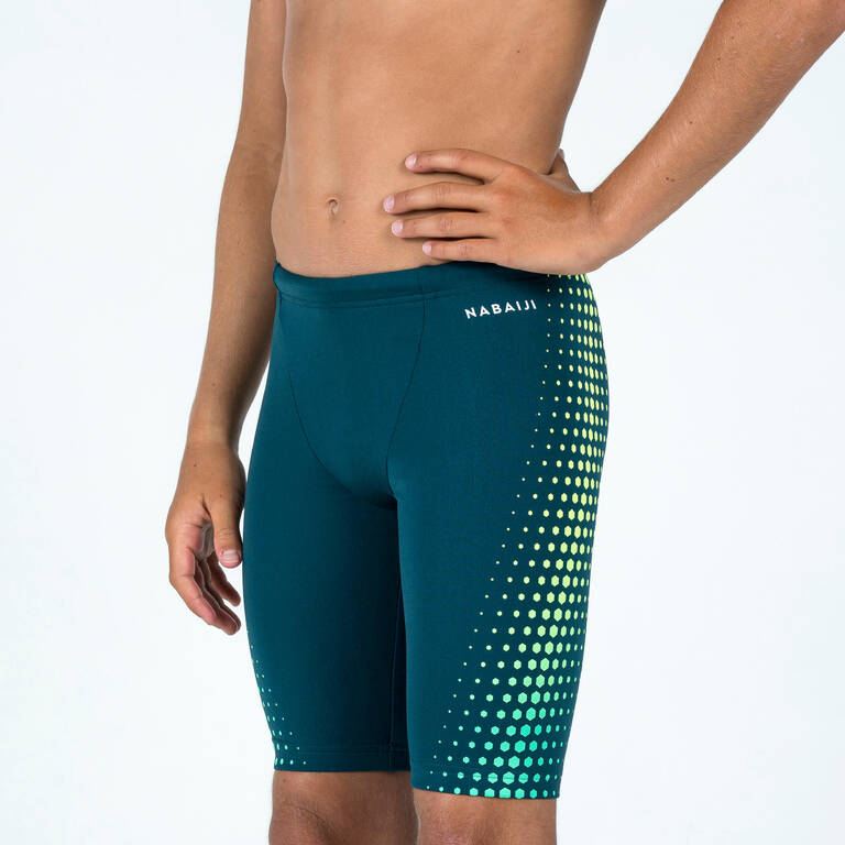 Boy's Swimming Jammer-Fitib-Green Yellow Mesh