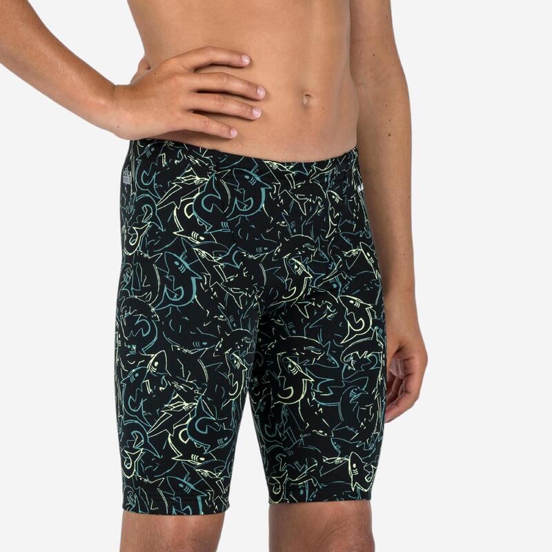 Badehose Jammer Jungen - Fitib Hai schwarz/gelb 