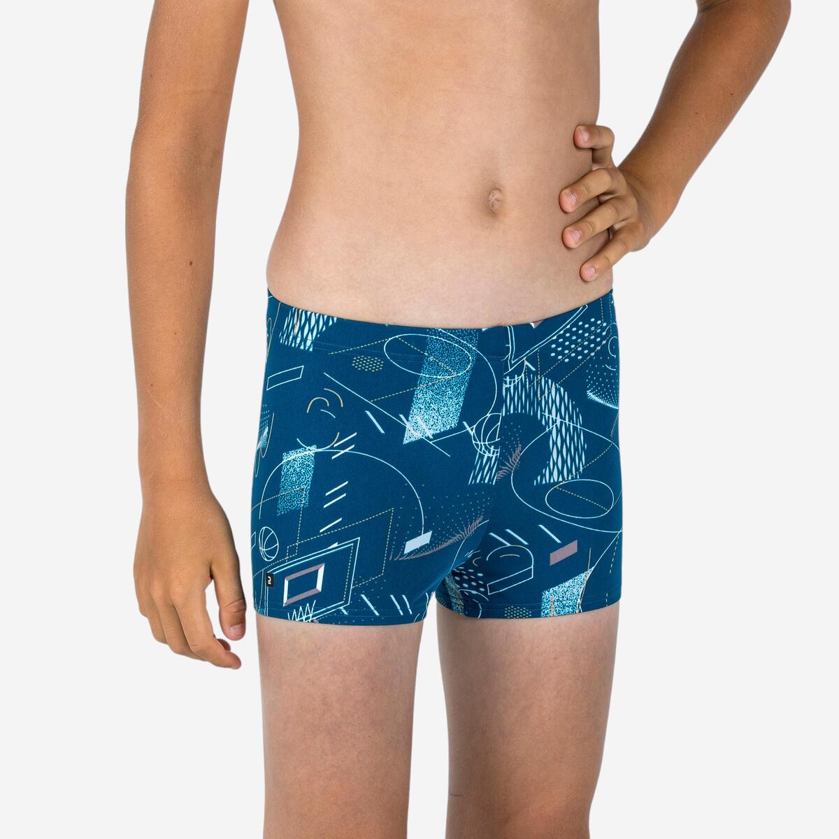 Boxer de bain natation garçon - fitib - bask bleu gris