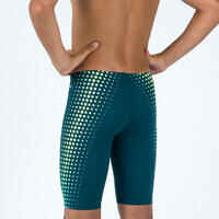 Boy's Swimming Jammer-Fitib-Green Yellow Mesh