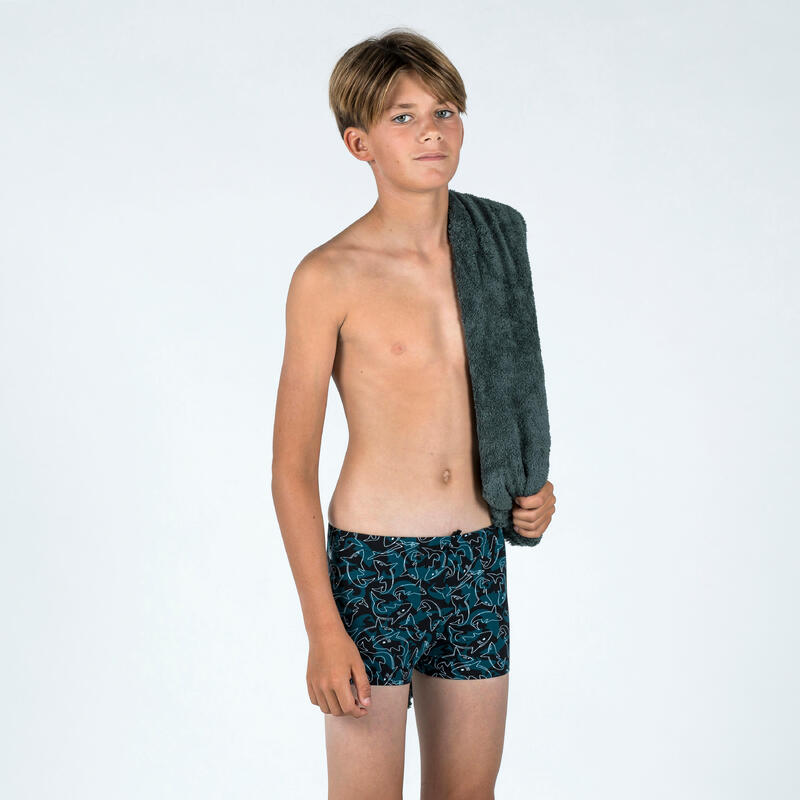 Calções de banho Natação Boxers Fitib Rapaz - shad preto azul
