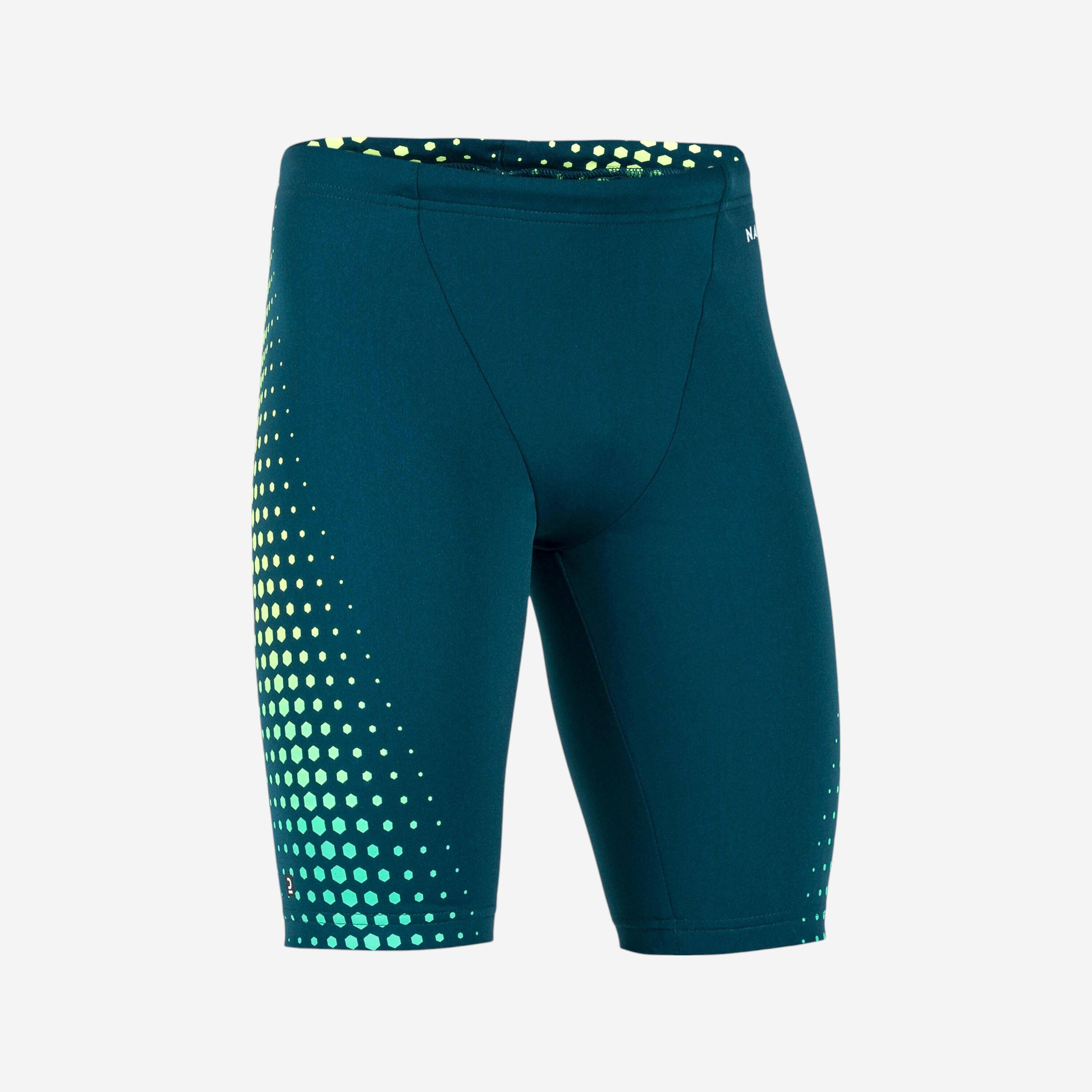 Boy’s Swimming Jammer, Fitib Green Yellow Mesh -  1