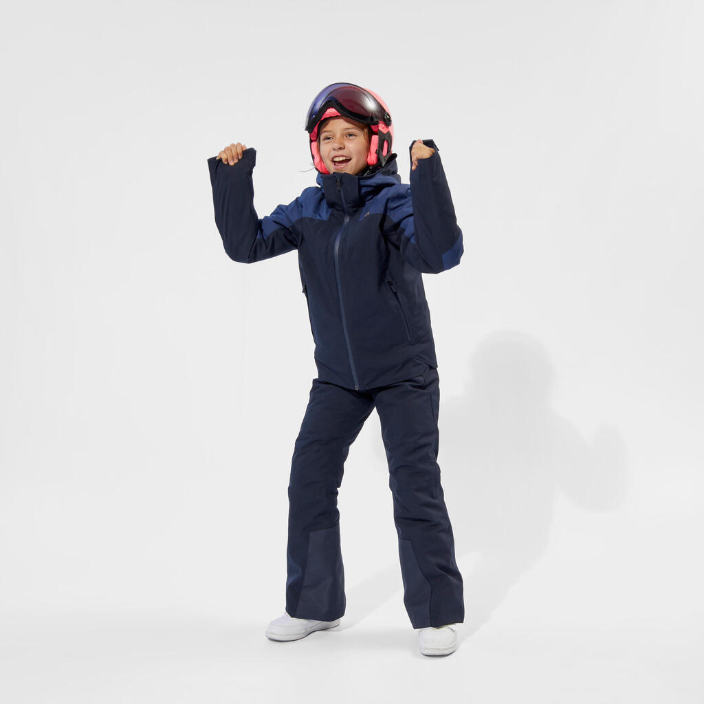 Kids’ warm and waterproof ski jacket 900 - White and pink