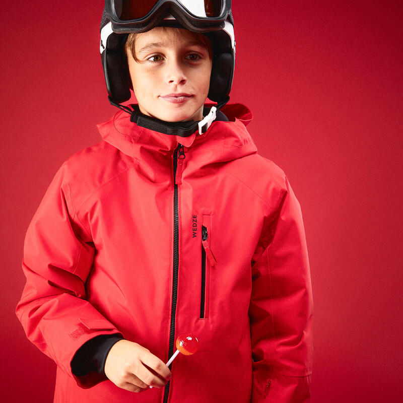 Veste de ski chaude et imperméable enfant 6-14 ans, SKI500 rouge