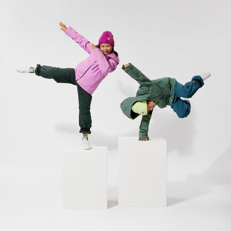 Veste de ski chaude et imperméable enfant 6-14 ans, 550 kaki