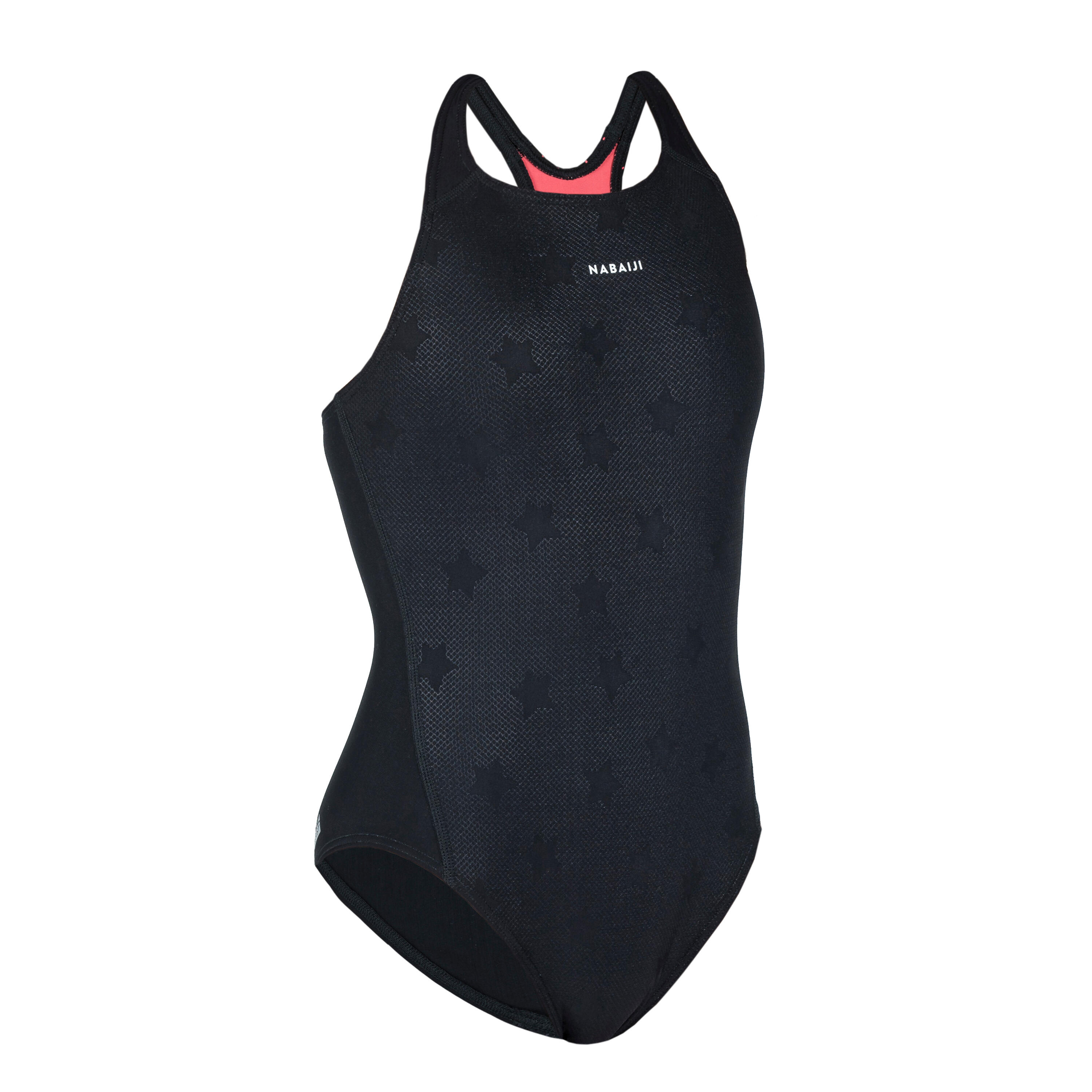 GIRLS' 1-PIECE SWIMSUIT KAMYLEON BLACK 1/5