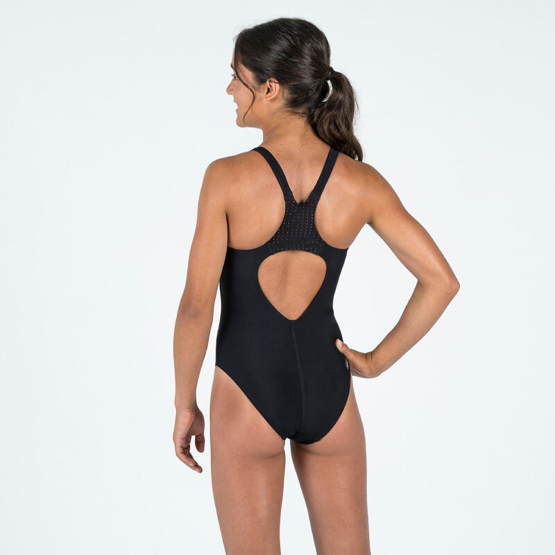 MAILLOT DE BAIN DE NATATION 1 PIECE FILLE KAMYLEON NOIR