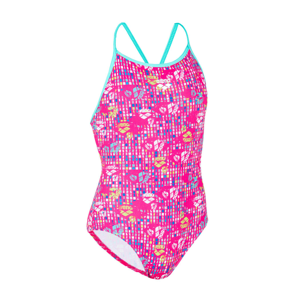 Mergaičių vientisas maudymosi kostiumėlis „Arena Allover“, rožinis