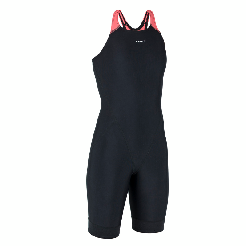 Maillot de bain de natation 1 piece shorty fille Kamyleon noir pour les clubs et collectivites Decathlon Pro