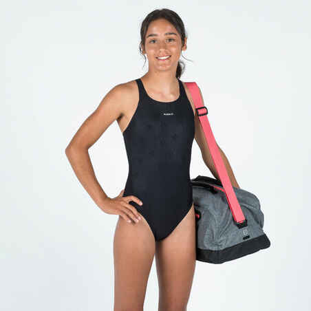 Mergaičių vientisas maudymosi kostiumėlis „Kamyleon“, juodas