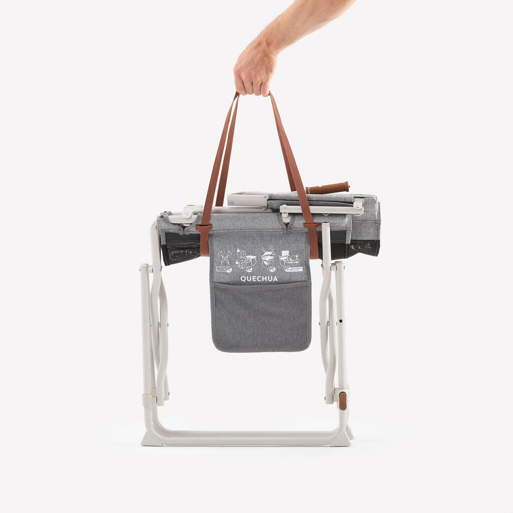 Foldable camping chair with armrest