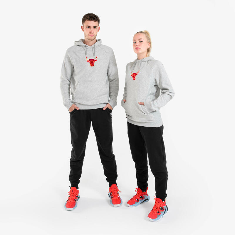 Basketbalhoodie heren/dames 900 NBA Chicago Bulls grijs