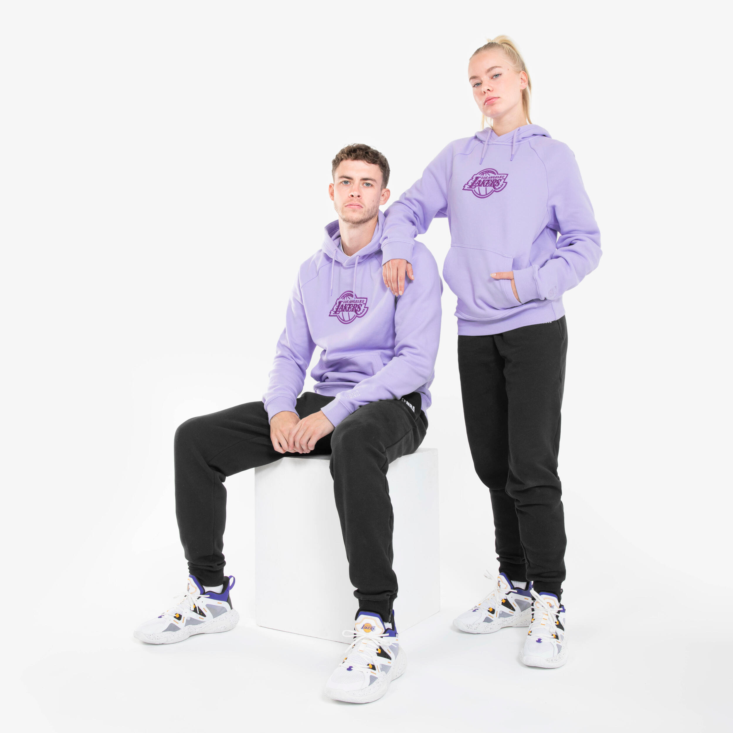 Damen Herren Basketball Hoodie Los Angeles Lakers NBA 900 violett TARMAK Decathlon