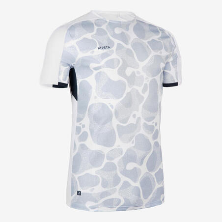 MAILLOT DE FOOTBALL ADULTE MANCHES COURTES VIRALTO AQUA BLANC, GRIS & MARINE