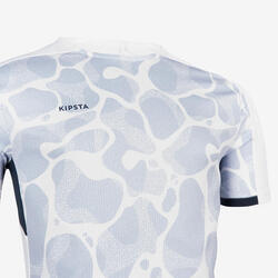 MAILLOT DE FOOTBALL ADULTE MANCHES COURTES VIRALTO AQUA BLANC, GRIS & MARINE