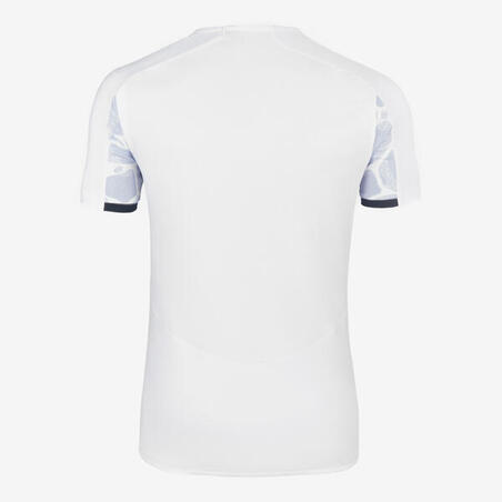 MAILLOT DE FOOTBALL ADULTE MANCHES COURTES VIRALTO AQUA BLANC, GRIS & MARINE