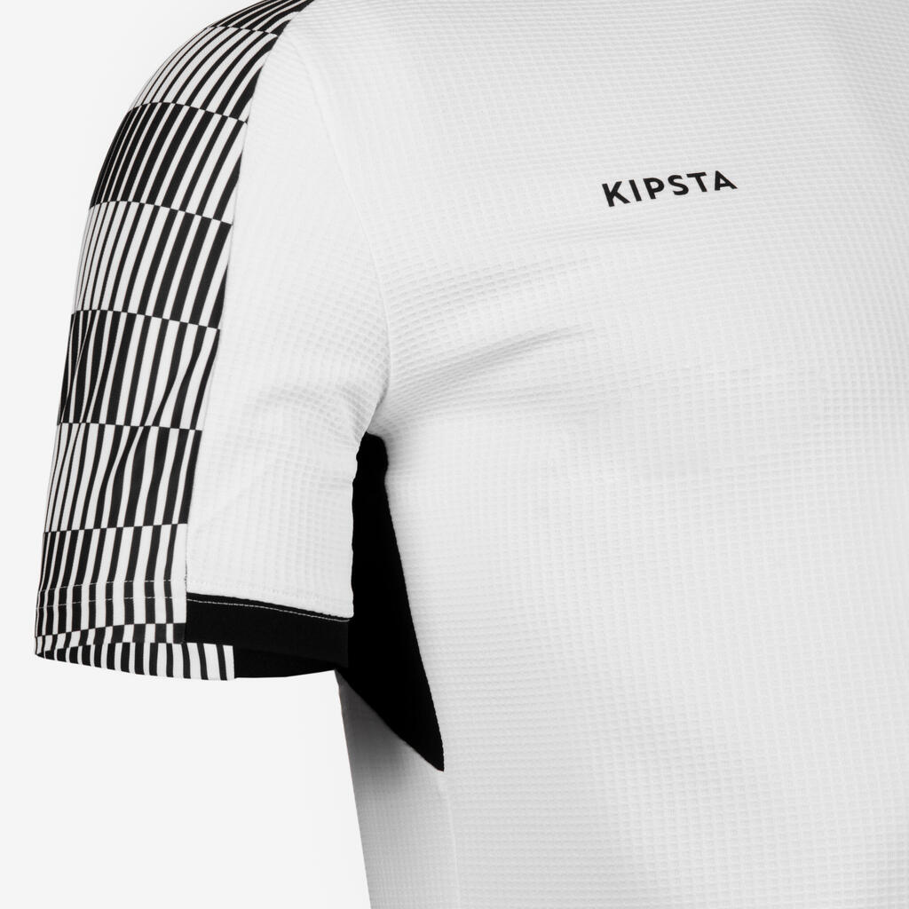 Playera fútbol blanco y negro