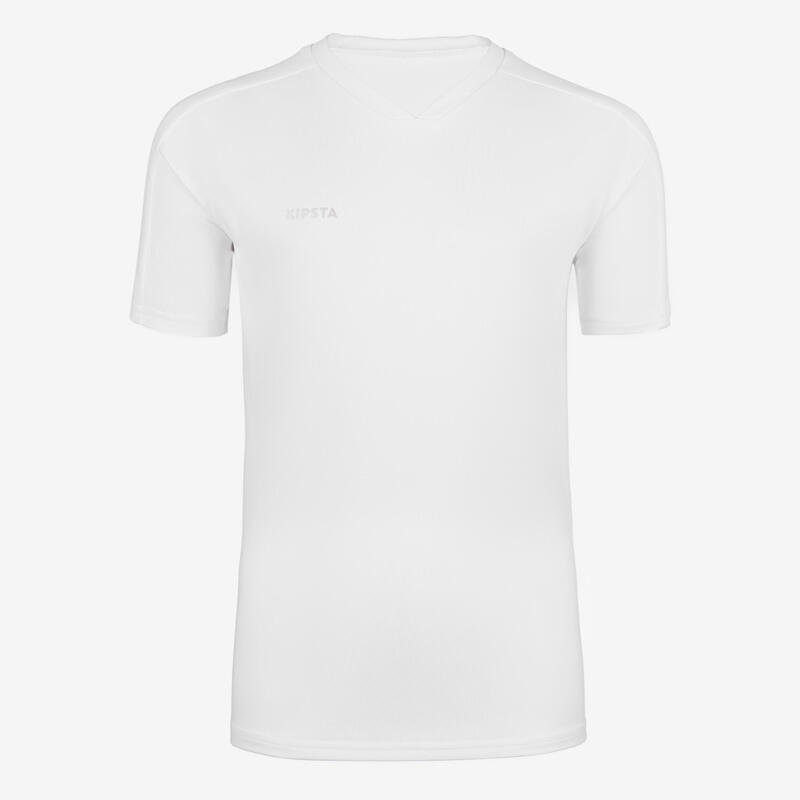 Kids' Short-Sleeved Football Shirt Essential - White