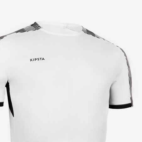 CAMISETA DE FÚTBOL MANGA CORTA VIRALTO CUADRICULADO BLANCO Y NEGRO