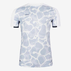 MAILLOT DE FOOTBALL ADULTE MANCHES COURTES VIRALTO AQUA BLANC, GRIS & MARINE