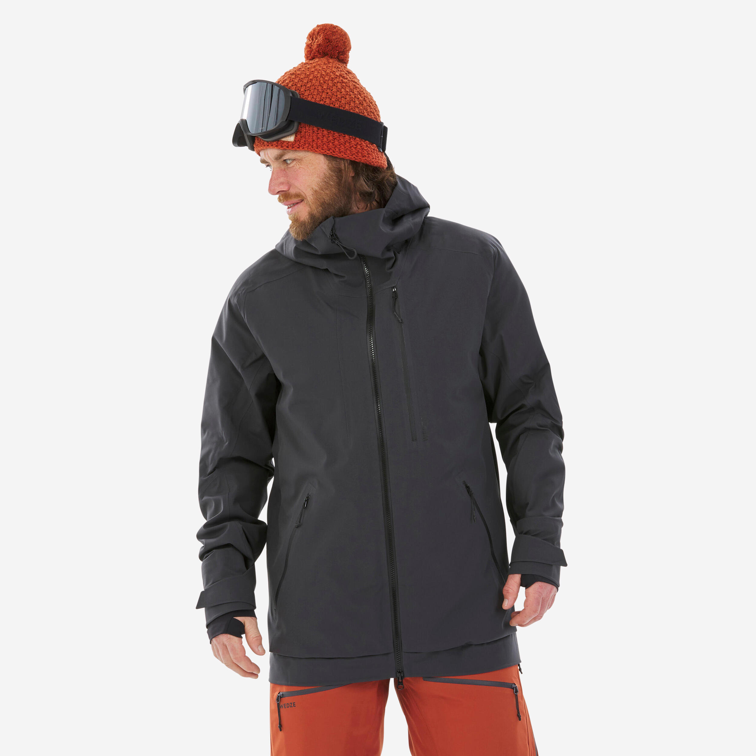 Men's Fleece Merino Wool Ski Jacket - 500 Warm - Navy/White - Decathlon