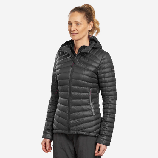 Doudoune à capuche en duvet de trek montagne - Gris - MT100 -5 °C - Femme