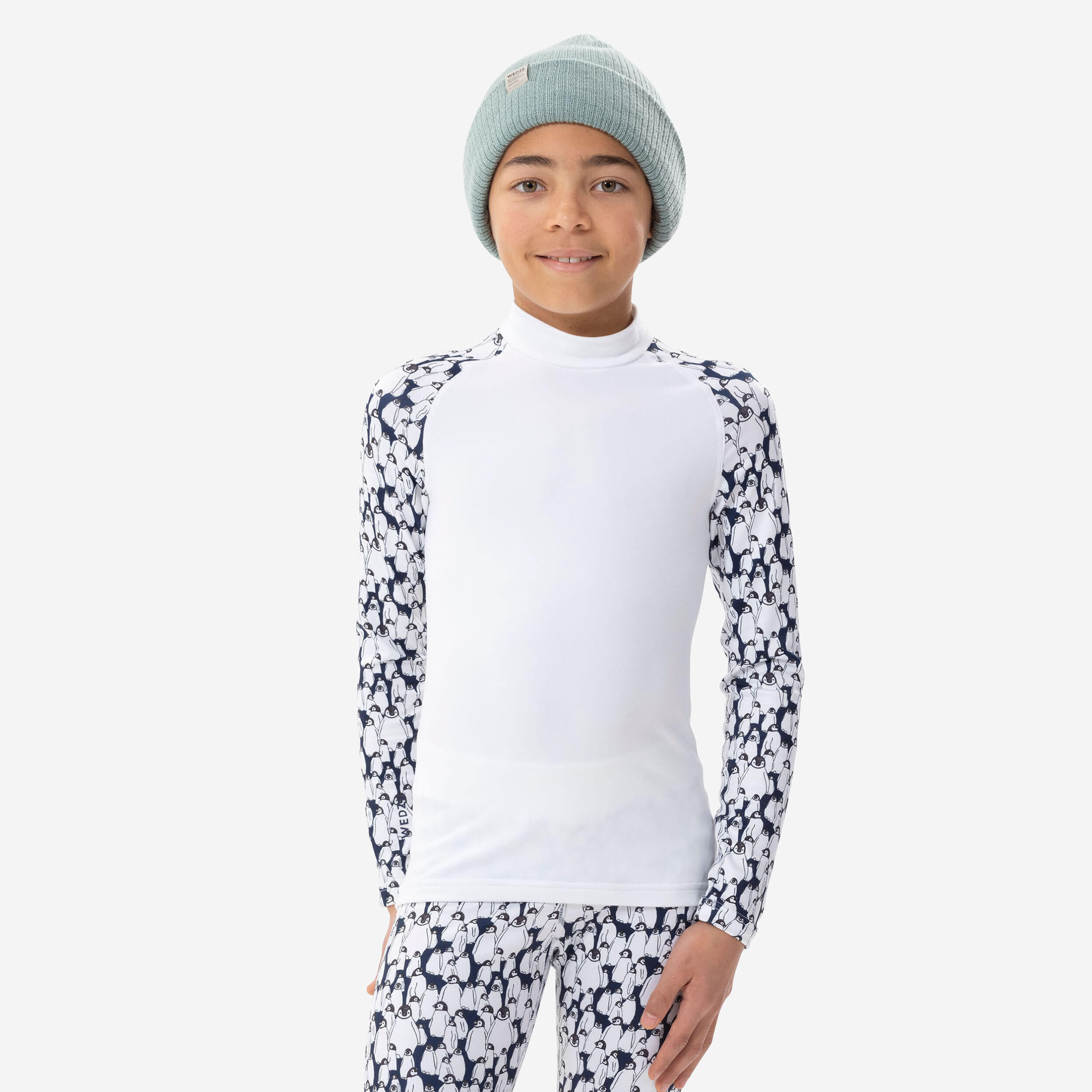 WEDZE Kids’ thermal ski base layer - BL500 -  penguin pattern