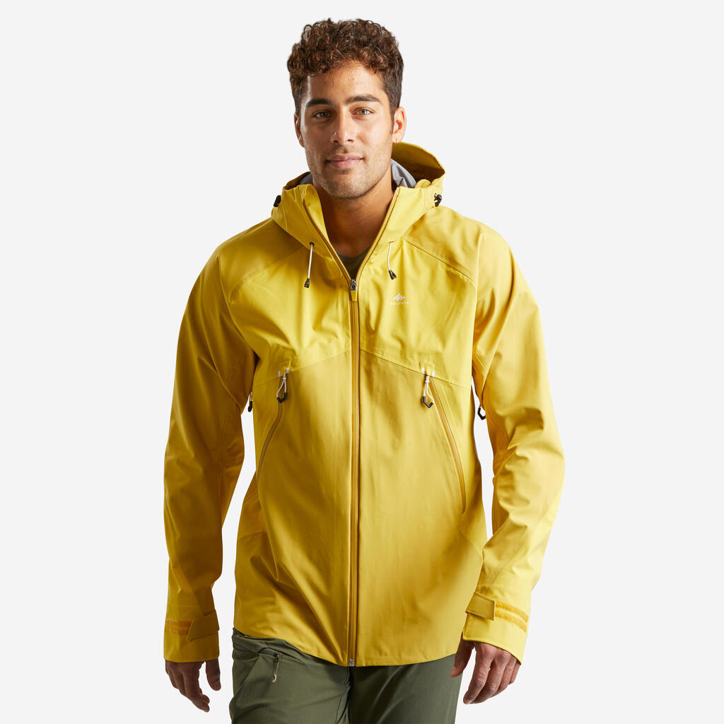 Men’s waterproof mountain hiking jacket, MH500 - Yellow