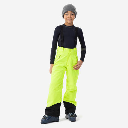 Pantalon de ski chaud et imperméable enfant 6-14 ans, 500 PNF jaune fluo