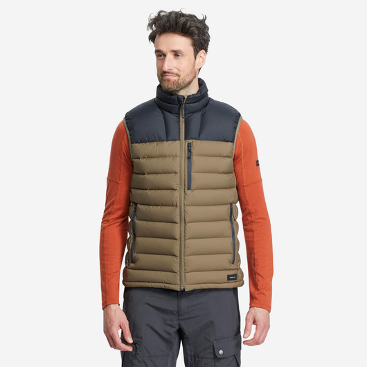 Doudoune sans manches en duvet de trek montagne - Noir/Marron - MT100 - Homme