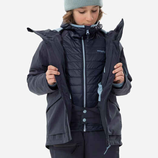 
      Skijaška jakna 3u1 FR900 vodootporna za dječake tamnoplava
  