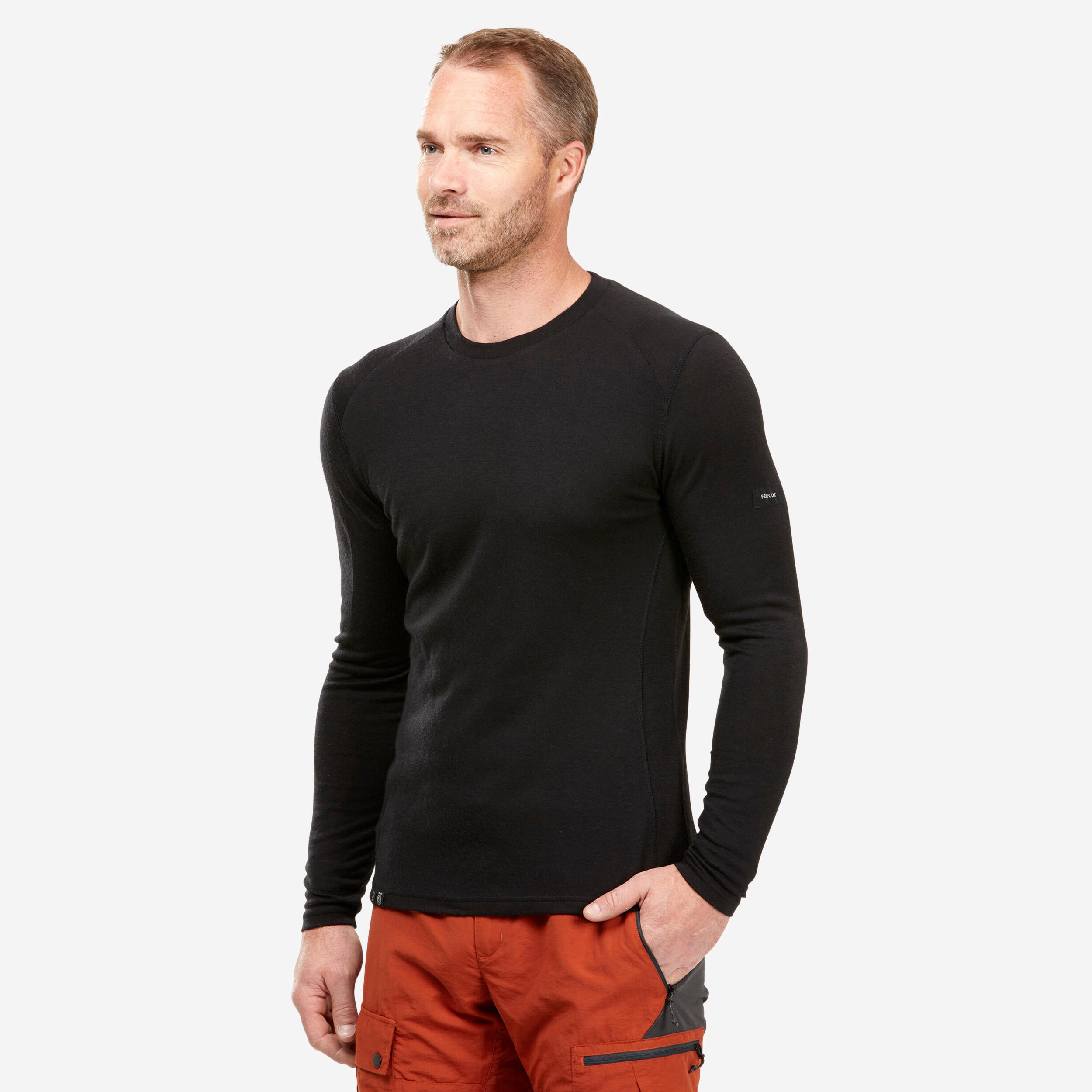 Decathlon | T-shirt lana trekking uomo MT500 WOOL nera |  Forclaz