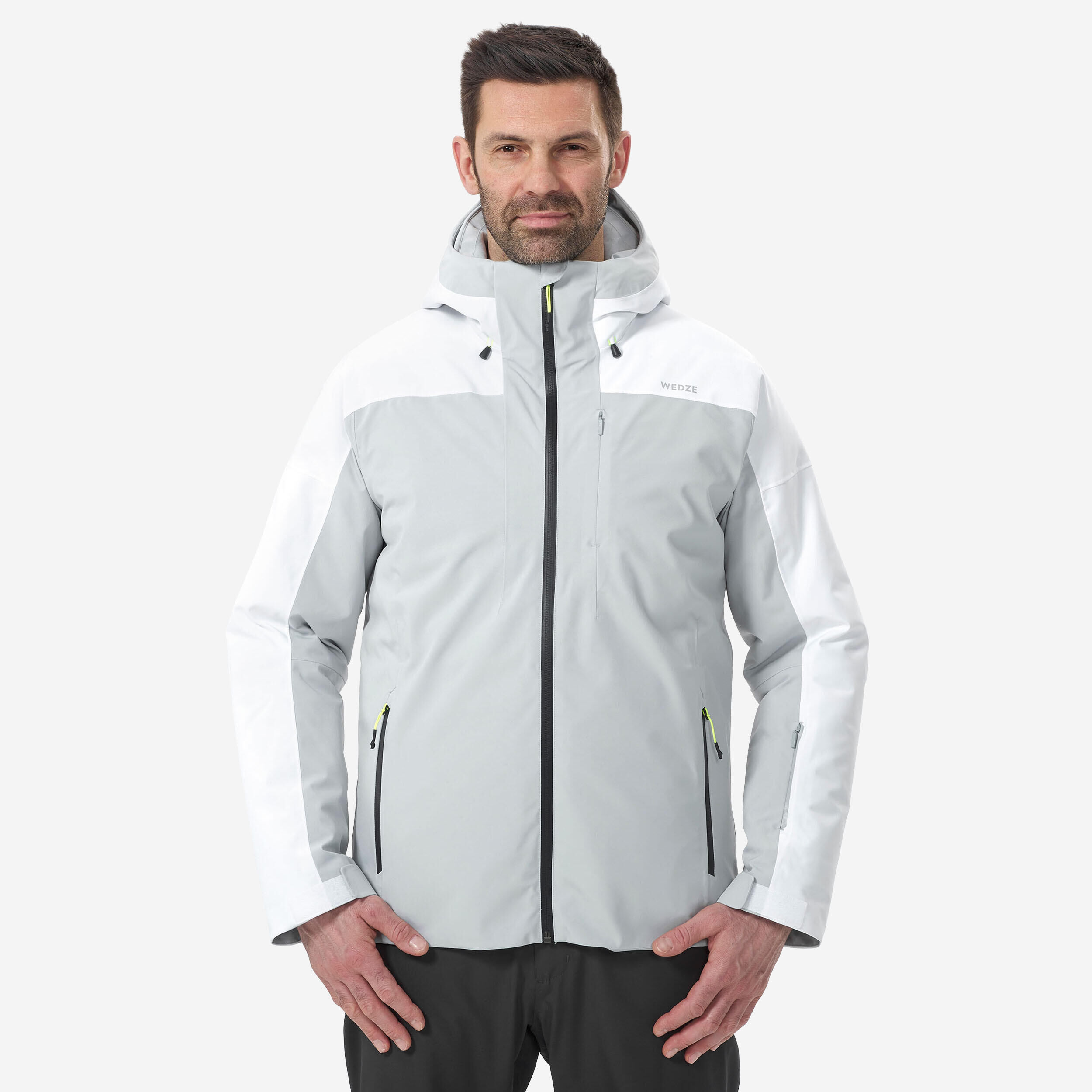 WEDZE Men’s Warm Ski Jacket 500 - Grey/White