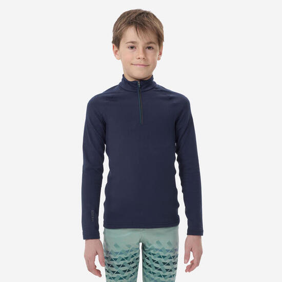 Sous-vêtement thermique de ski enfant, BL 500 demi zip bleu