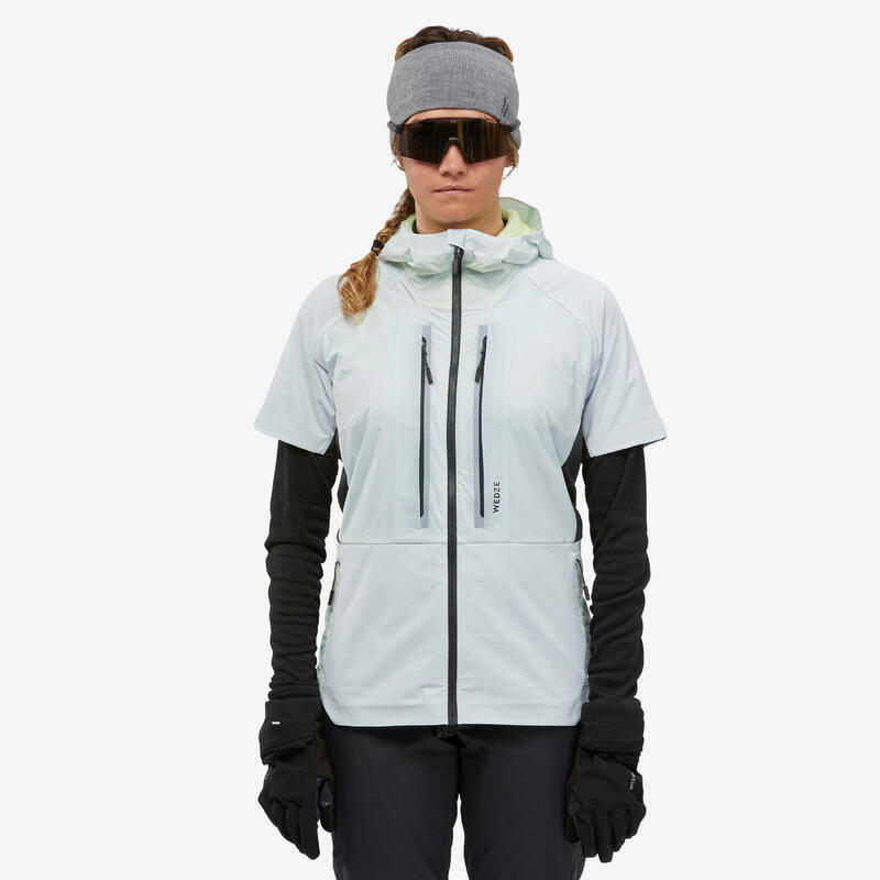 GILET MANCHE COURTE SKI DE RANDONNEE FEMME PACER - BLEU GLACIER ET JAUNE