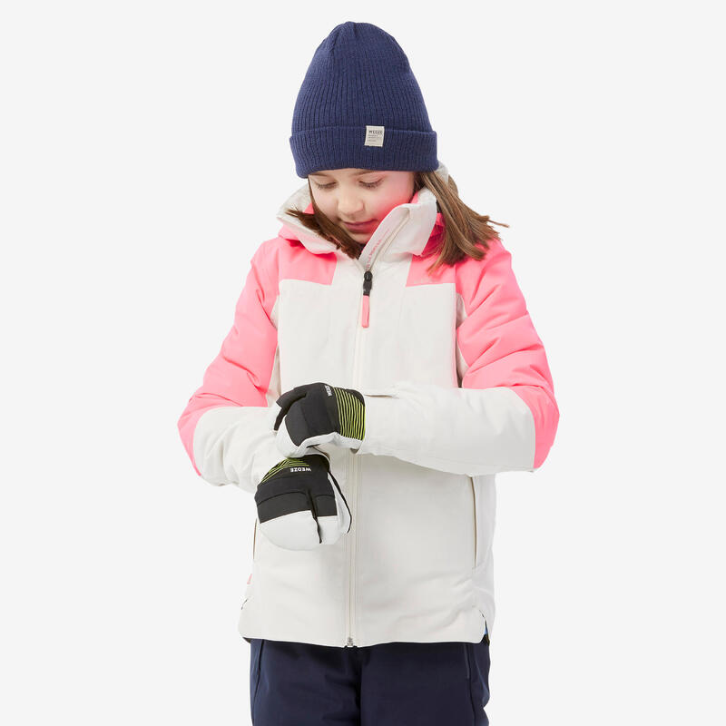 Veste de ski chaude et imperméable fille 8-14 ans, 900 rose et blanc