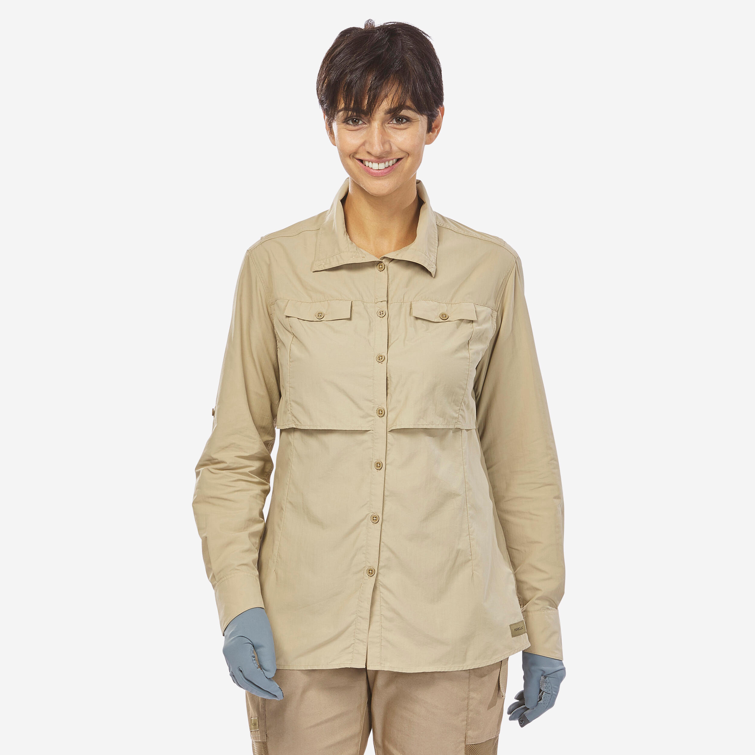 Forclaz Women's Anti-uv Long-sleeved Desert Trekking Shirt Desert 900 - Beige