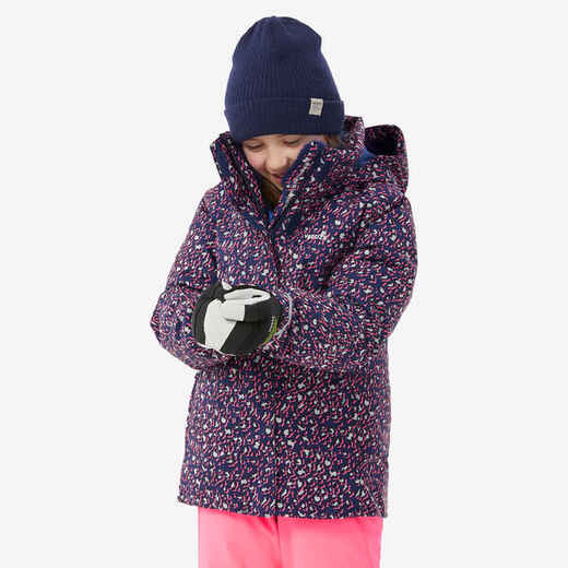 
      Skijaška jakna 500 topla i vodootporna dječja s leopard printom
  