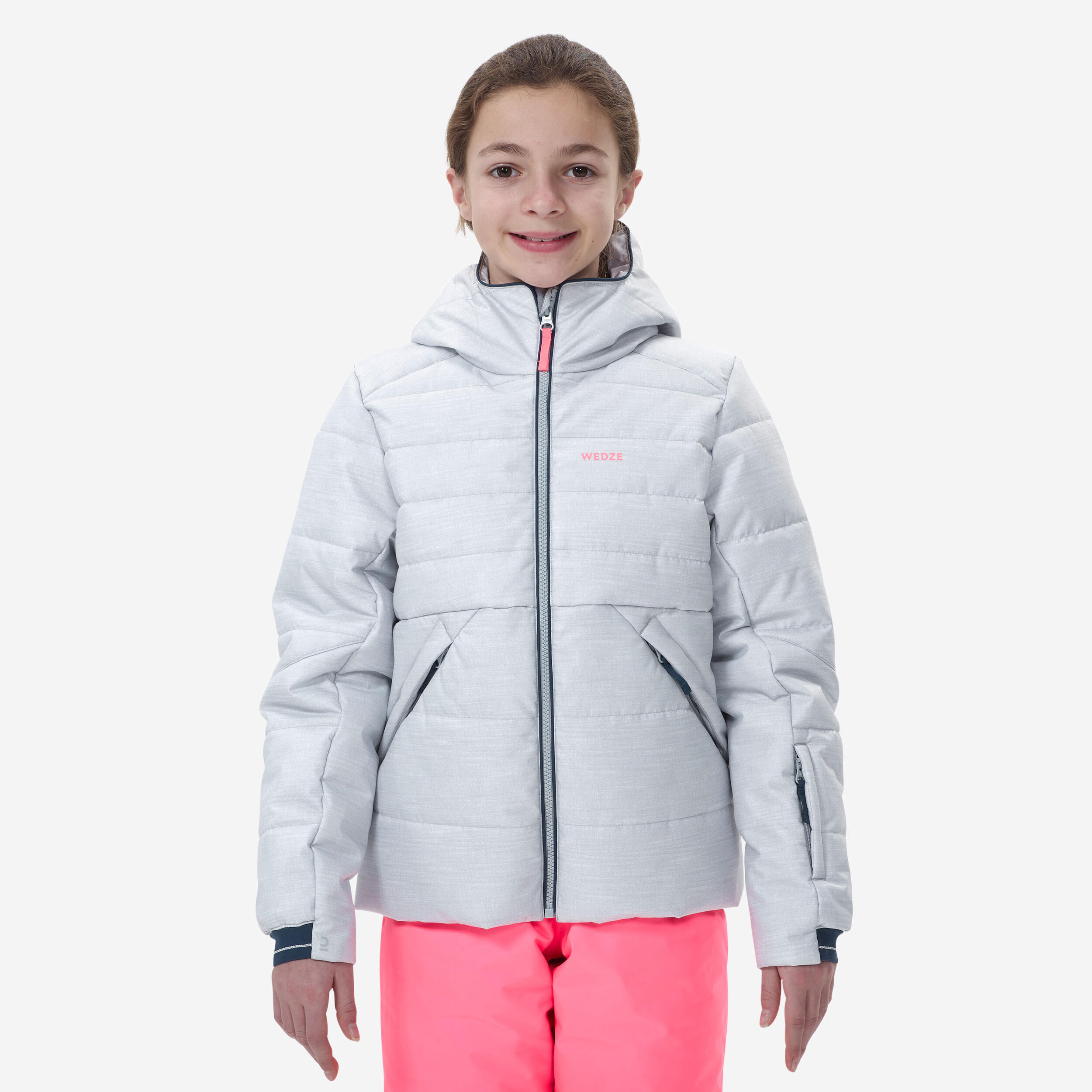 Warm, waterproof children's ski jacket - 100 warm grey