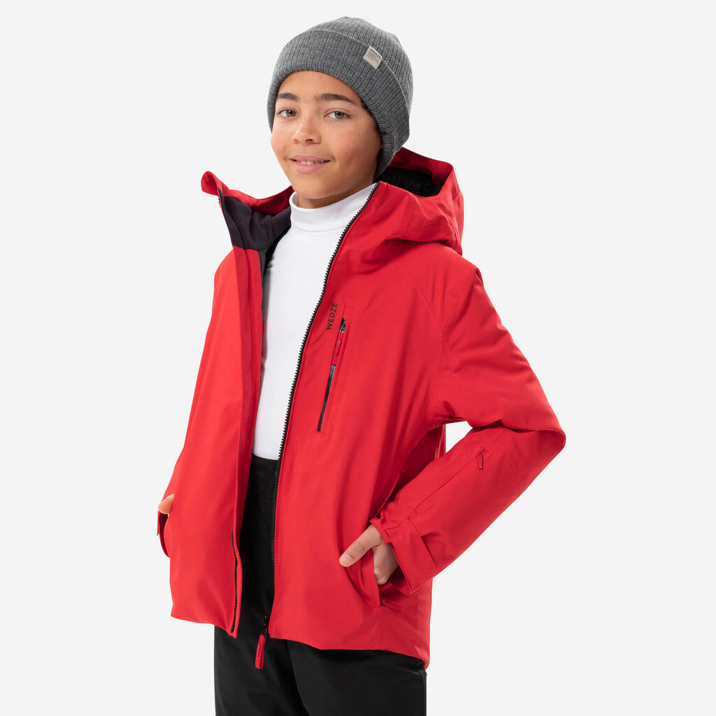 Kids' Warm and Waterproof Ski Jacket SKI500, 6-14 Years - Red