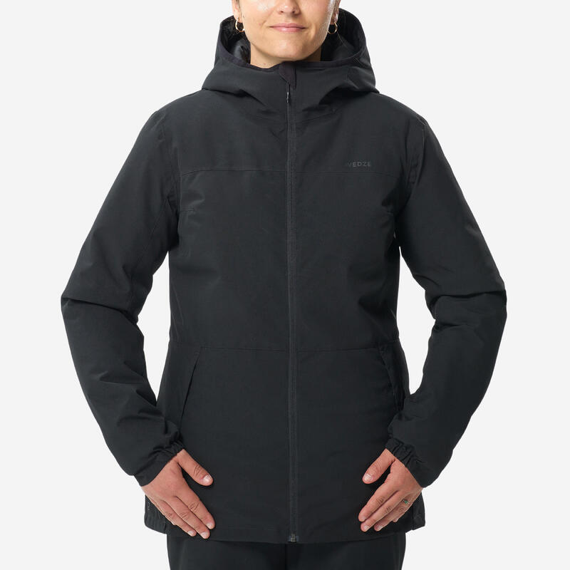 Skijacke warm und wasserdicht Damen - 100 schwarz