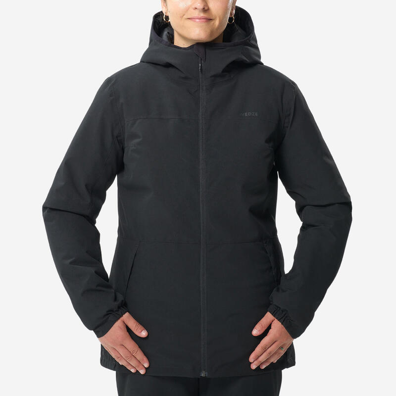 Warme en waterdichte ski-jas voor dames 100 zwart