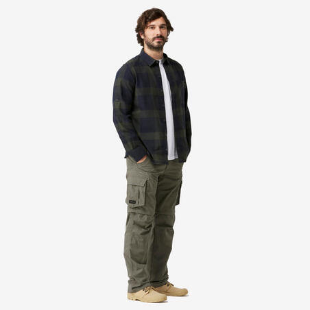 Сорочка чоловіча TRAVEL 500 WARM для туризму зелена