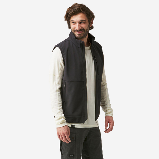 Gilet de trek coupe-vent softshell homme, MT100 noir