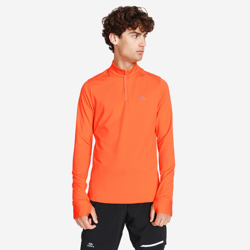 Maglia manica lunga running uomo RUN WARM arancione