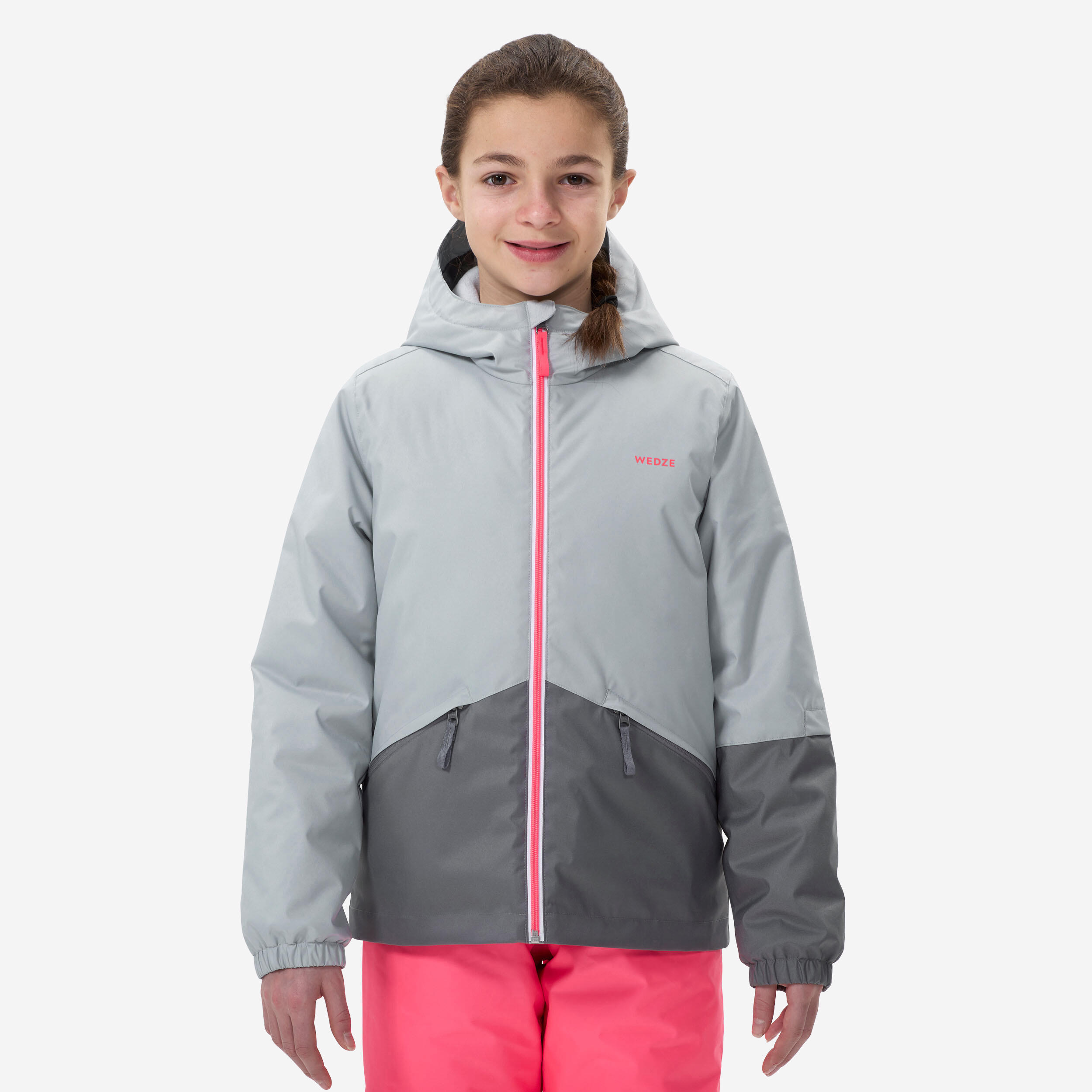 WARM, WATERPROOF CHILDREN'S SKI JACKET - 100 GREY